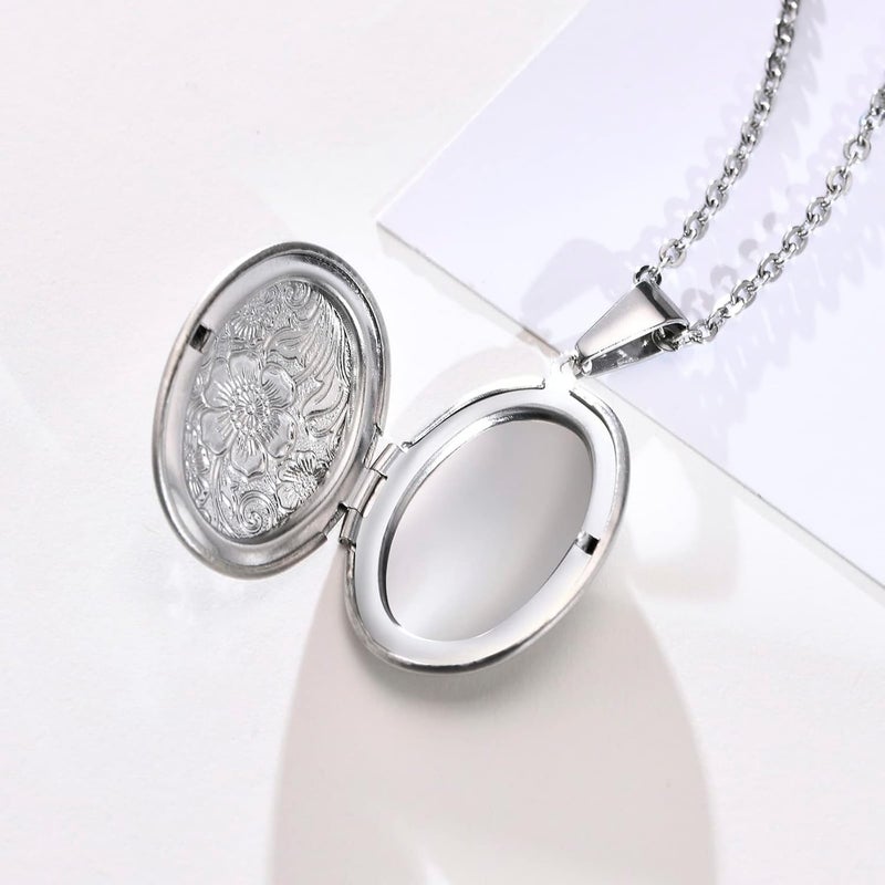 Weenkeey 2 Pcs Locket Necklace that Holds Pictures Stainless Steel Locket Pendant Necklace Memory Photo Pendant Necklace for Women Girls - Image 5